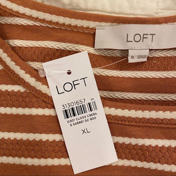NWT Loft Dot Stripe Rust Tee XL - Picture 3 of 3